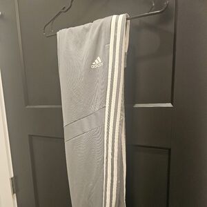 Adidas Women's Gray Joggers with White Stripes